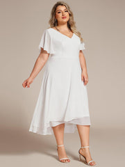 Gorgeous Flowing Chiffon V-Neck A-Line Bridesmaid Dress with Ruffle Sleeves