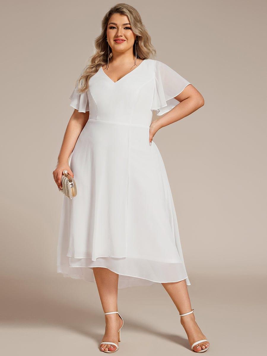 Chic Plus Size A-Line Chiffon V-Neck Bridesmaid Dress with Sleeves
