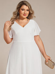 Gorgeous Flowing Chiffon V-Neck A-Line Bridesmaid Dress with Ruffle Sleeves