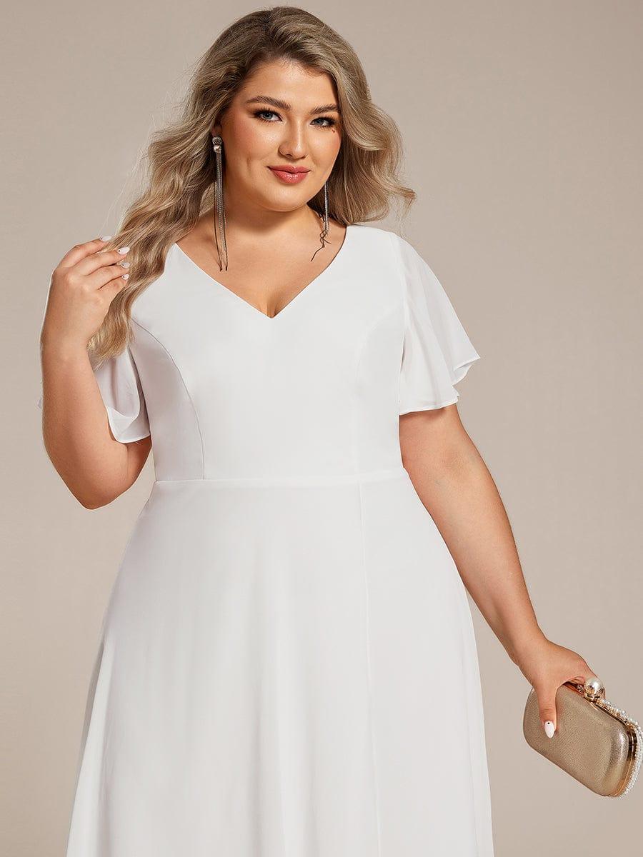 Gorgeous Flowing Chiffon V-Neck A-Line Bridesmaid Dress with Ruffle Sleeves