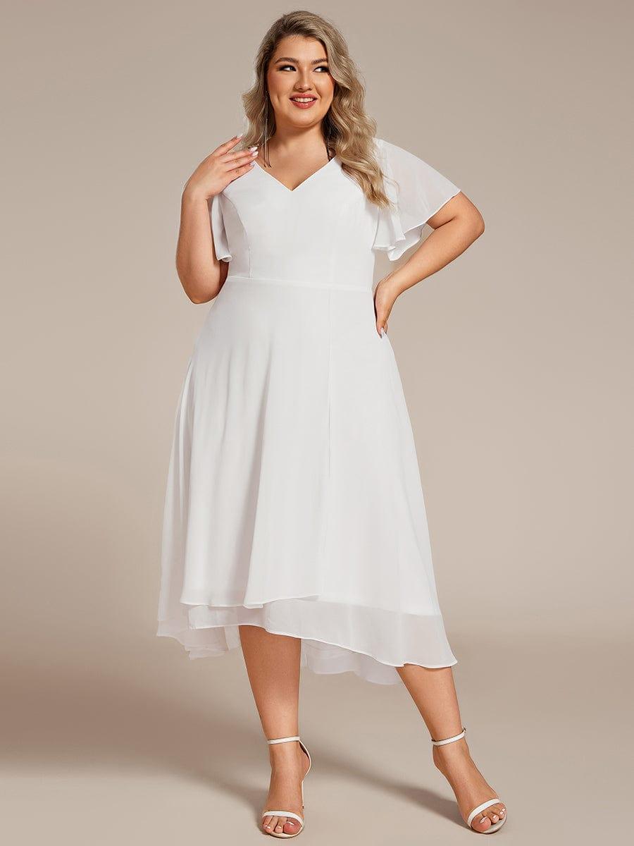 Chic Plus Size A-Line Chiffon V-Neck Bridesmaid Dress with Sleeves