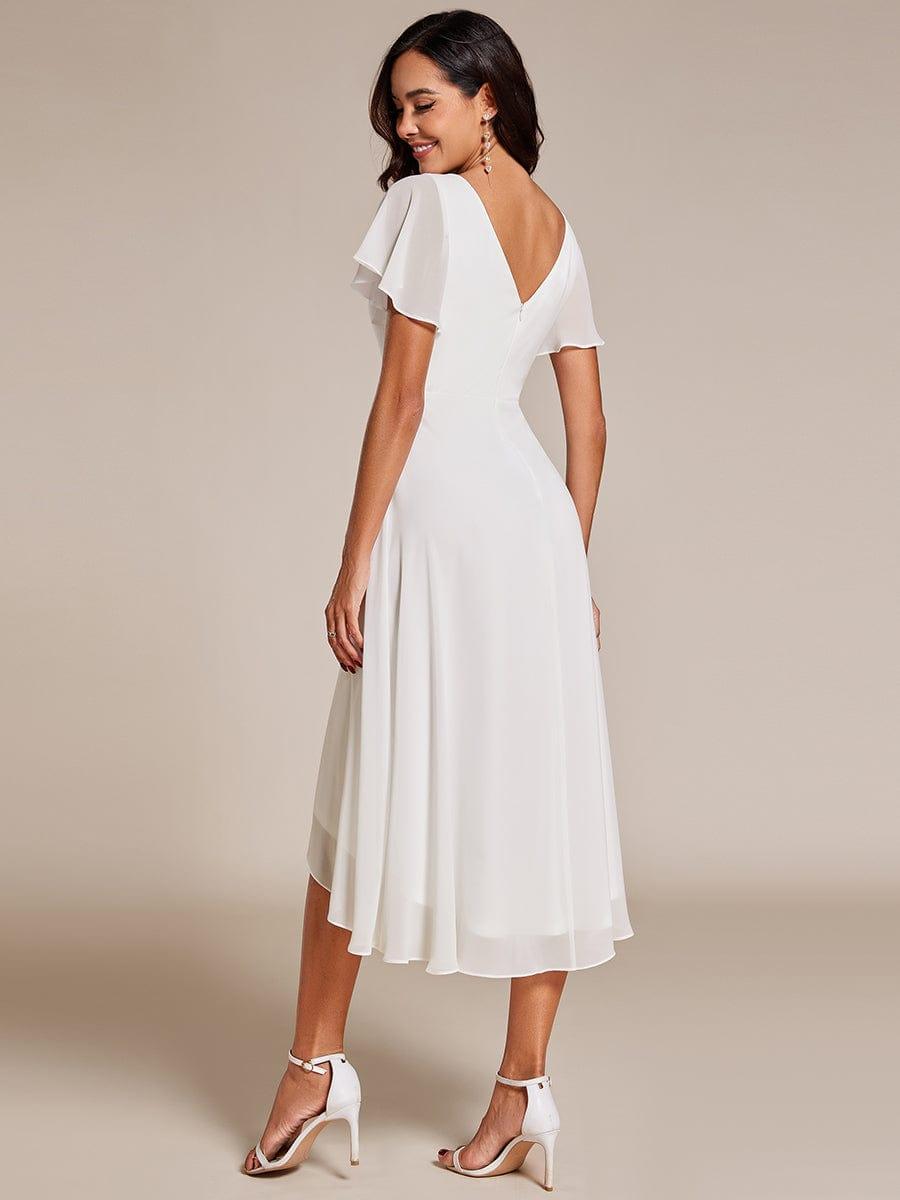Gorgeous Flowing Chiffon V-Neck A-Line Bridesmaid Dress with Ruffle Sleeves