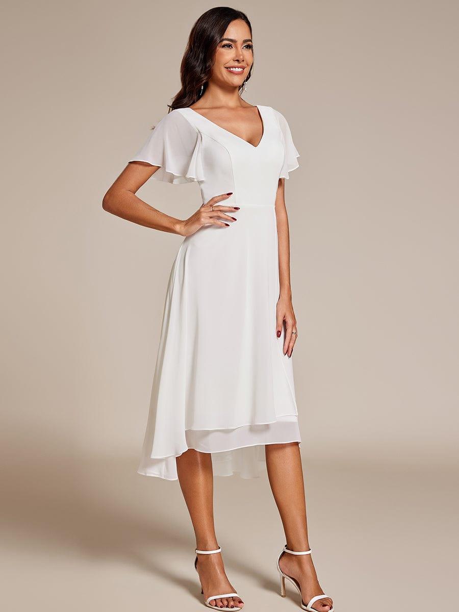 Gorgeous Flowing Chiffon V-Neck A-Line Bridesmaid Dress with Ruffle Sleeves