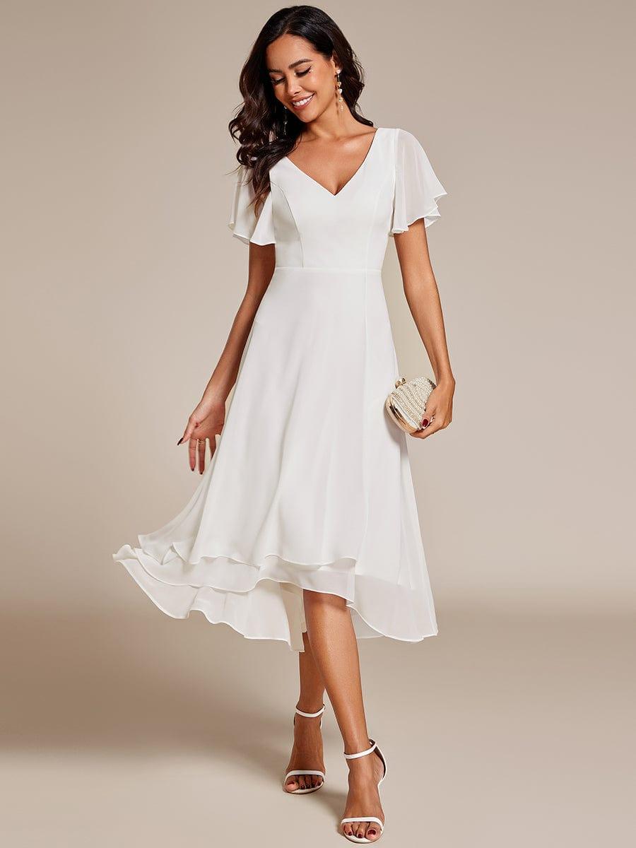 Gorgeous Flowing Chiffon V-Neck A-Line Bridesmaid Dress with Ruffle Sleeves
