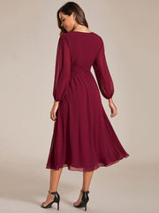 Radiant Plus Size A-Line Long Sleeves Chiffon Wedding Guest Dress