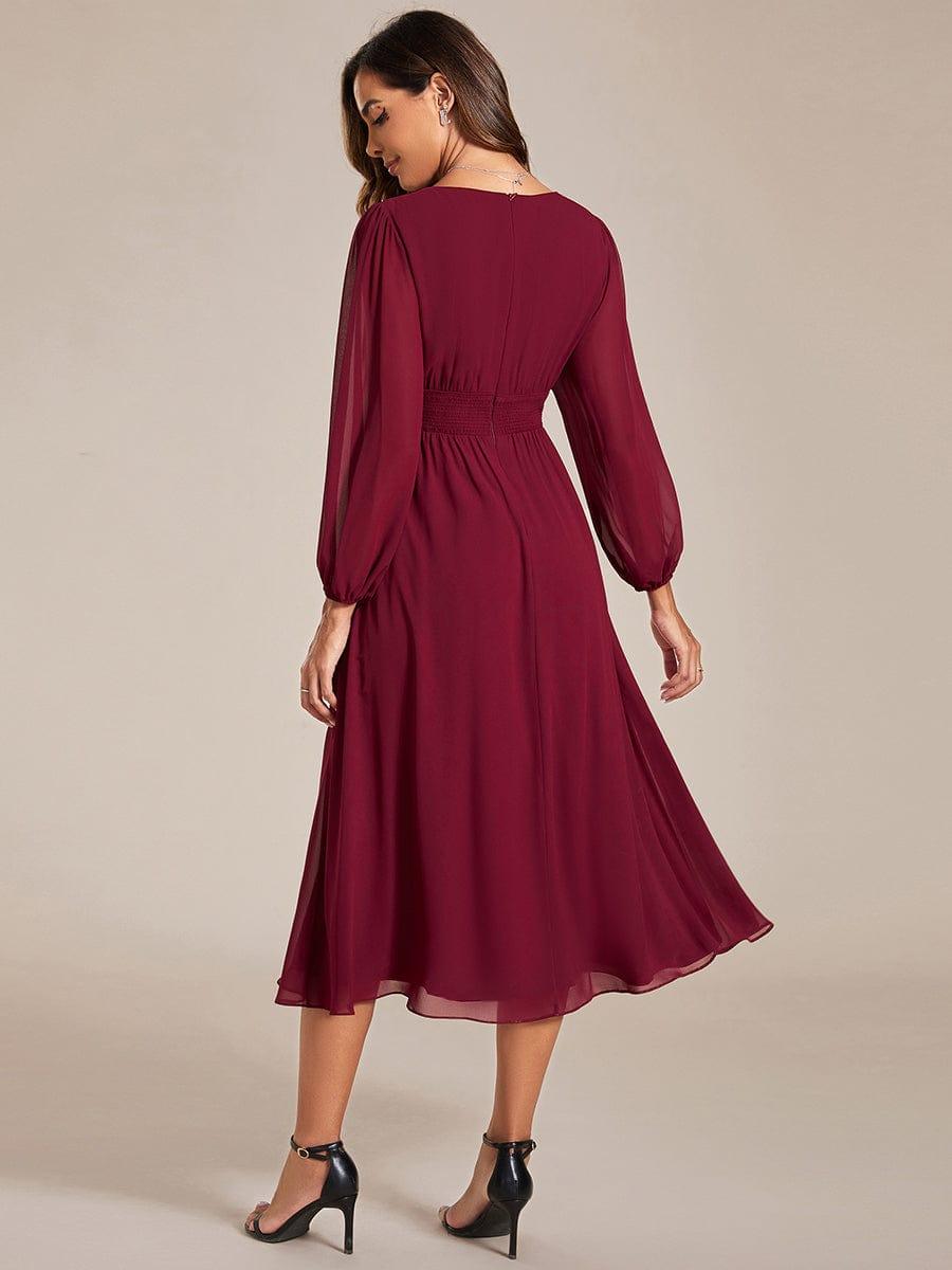 Radiant Plus Size A-Line Long Sleeves Chiffon Wedding Guest Dress