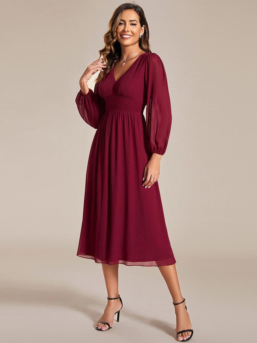 Radiant Plus Size A-Line Long Sleeves Chiffon Wedding Guest Dress