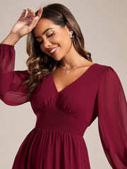 Radiant Plus Size A-Line Long Sleeves Chiffon Wedding Guest Dress