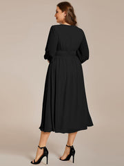 Radiant Plus Size A-Line Long Sleeves Chiffon Wedding Guest Dress