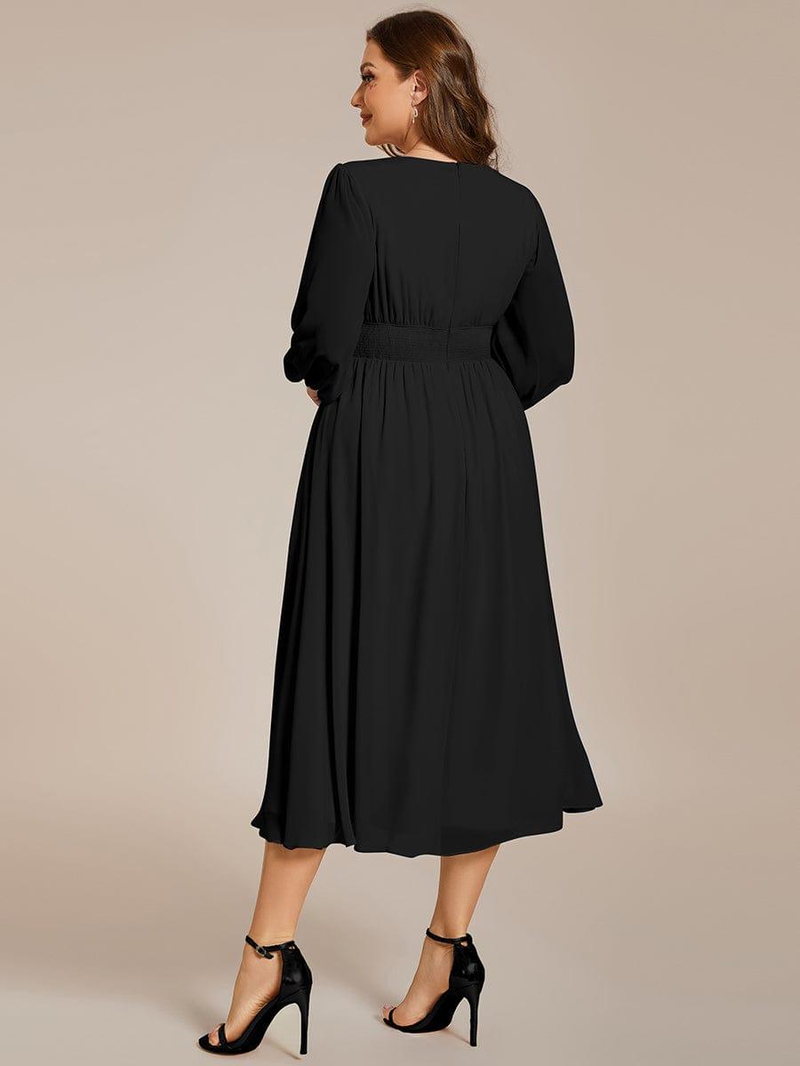 Radiant Plus Size A-Line Long Sleeves Chiffon Wedding Guest Dress
