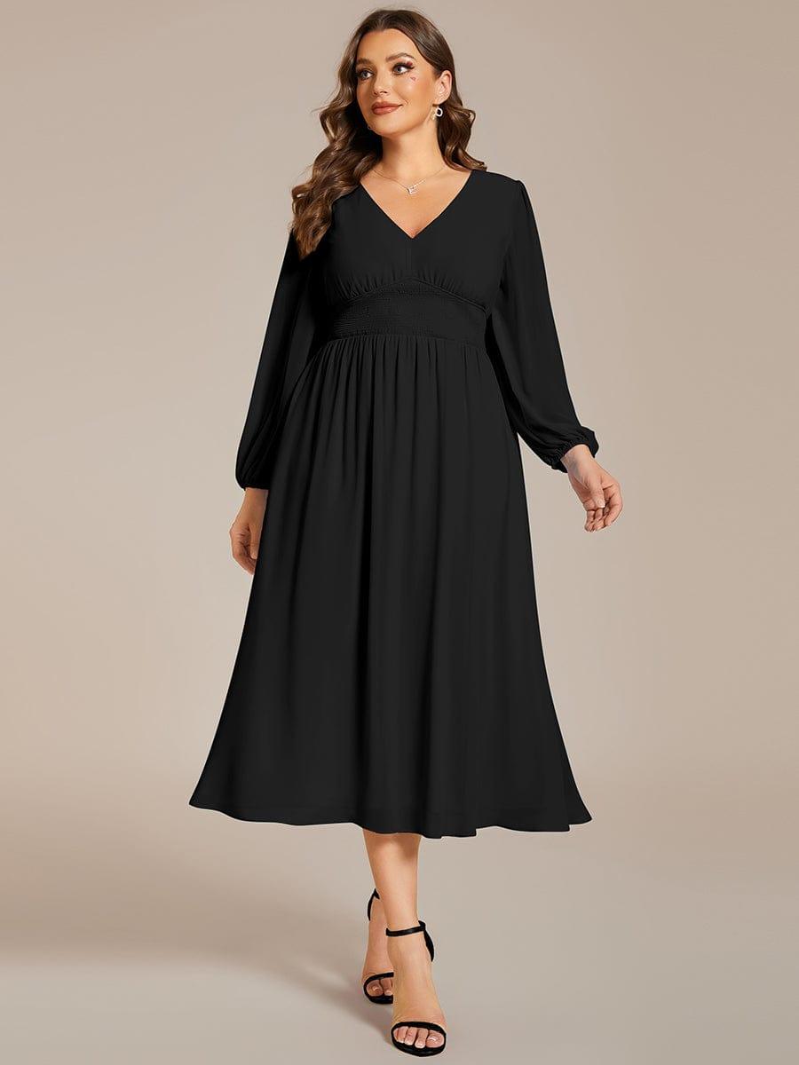 Radiant Plus Size A-Line Long Sleeves Chiffon Wedding Guest Dress