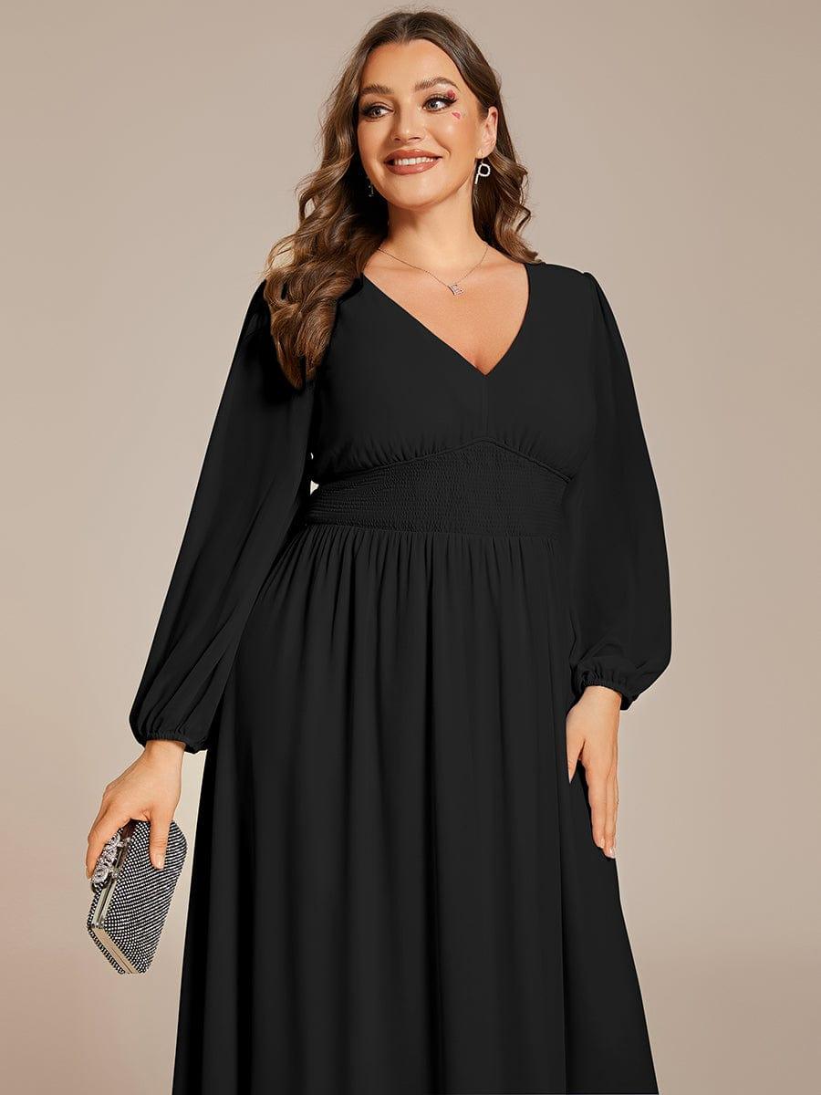 Radiant Plus Size A-Line Long Sleeves Chiffon Wedding Guest Dress