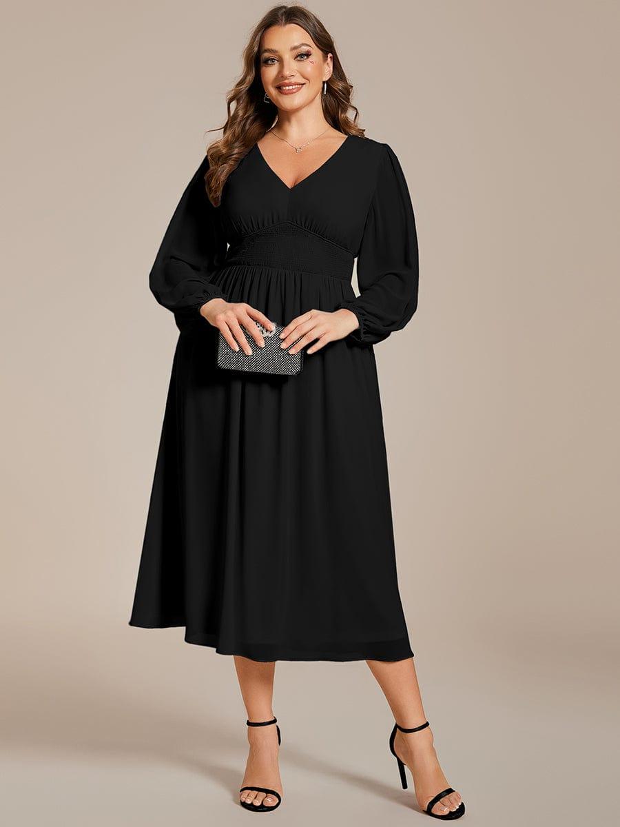 Radiant Plus Size A-Line Long Sleeves Chiffon Wedding Guest Dress