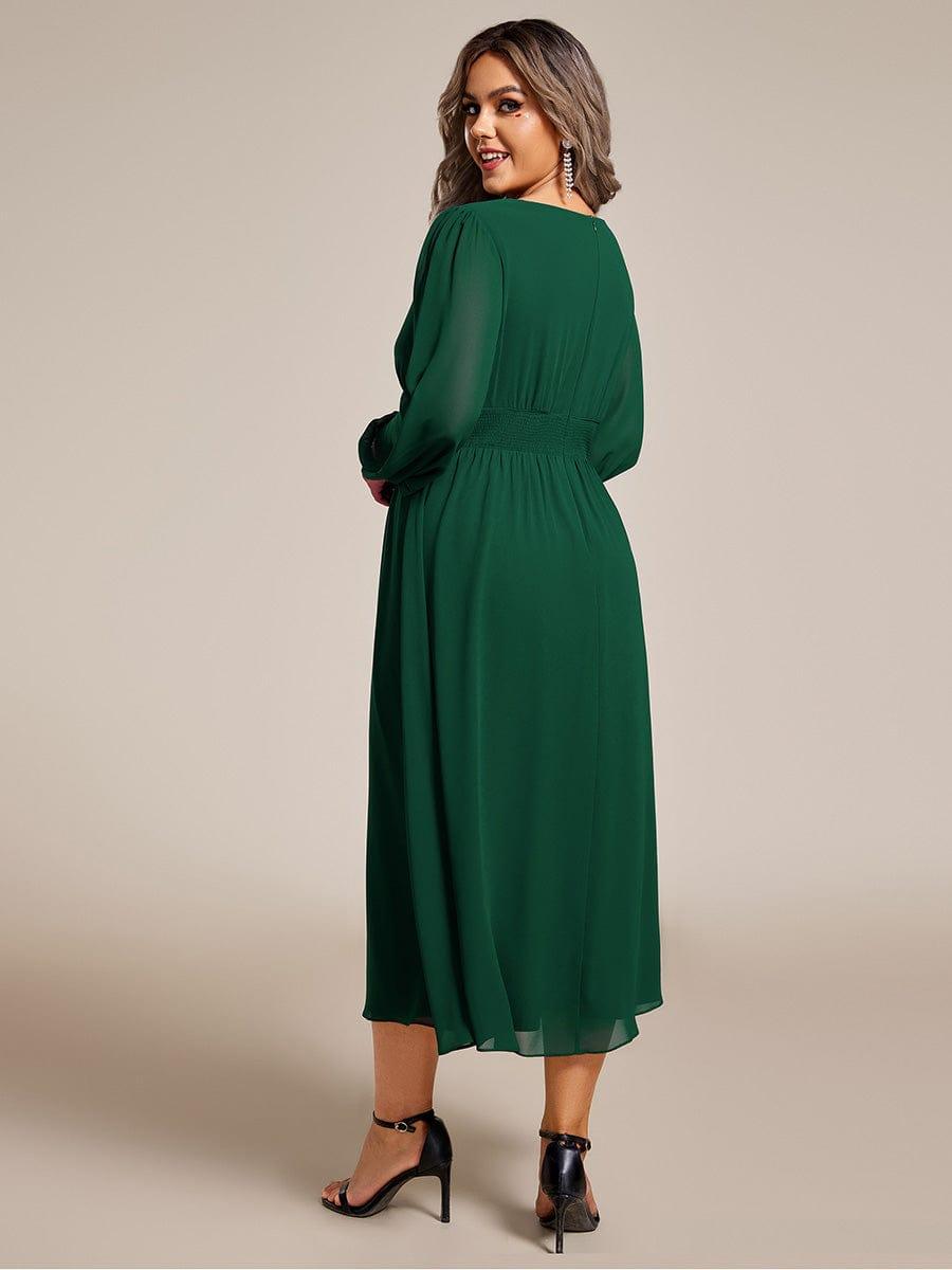 Radiant Plus Size A-Line Long Sleeves Chiffon Wedding Guest Dress