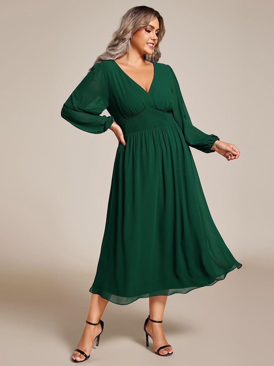 Radiant Plus Size A-Line Long Sleeves Chiffon Wedding Guest Dress