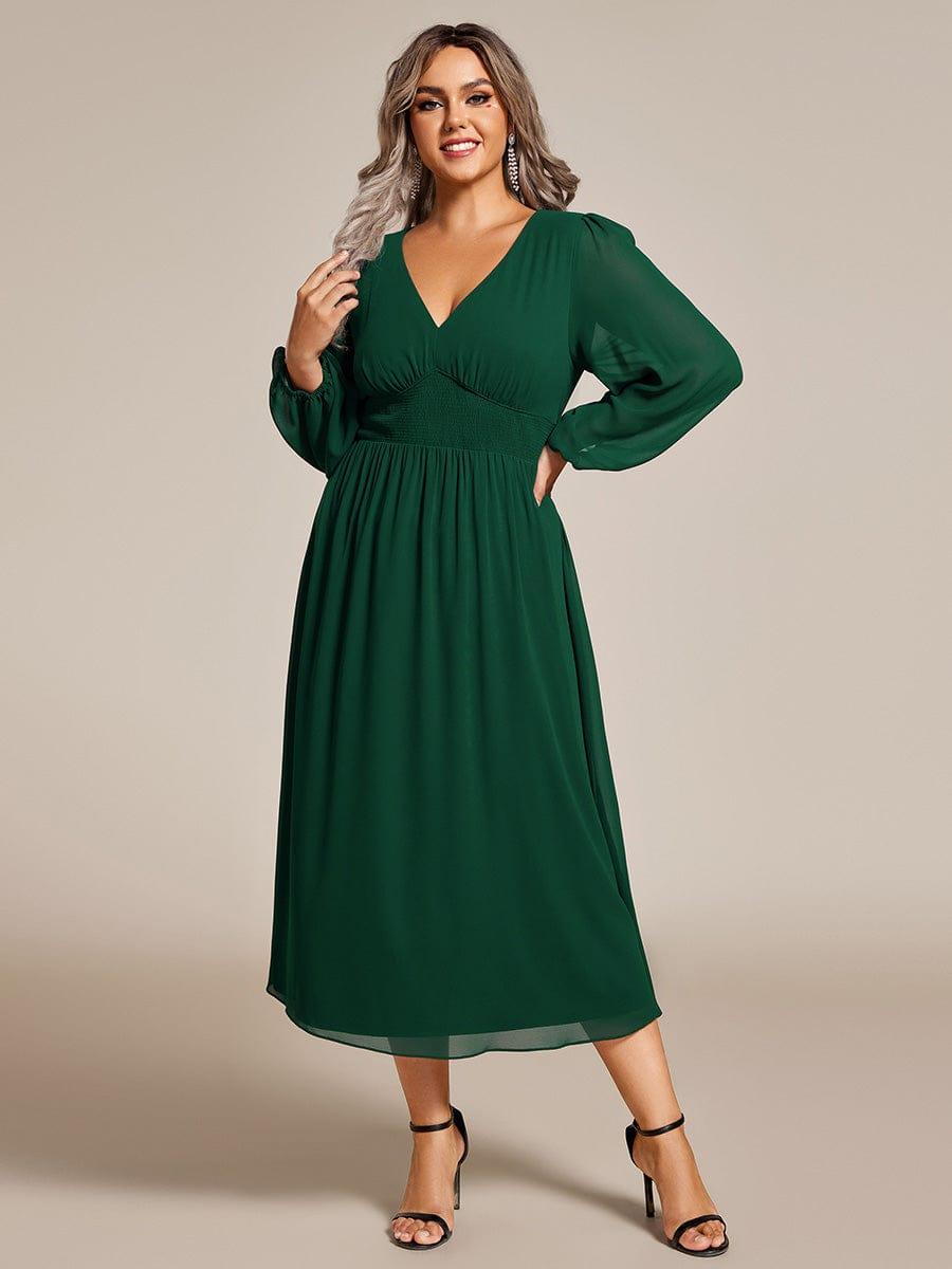 Radiant Plus Size A-Line Long Sleeves Chiffon Wedding Guest Dress