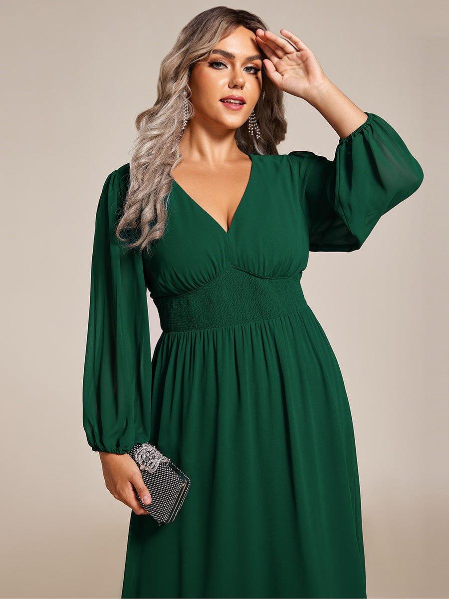 Radiant Plus Size A-Line Long Sleeves Chiffon Wedding Guest Dress