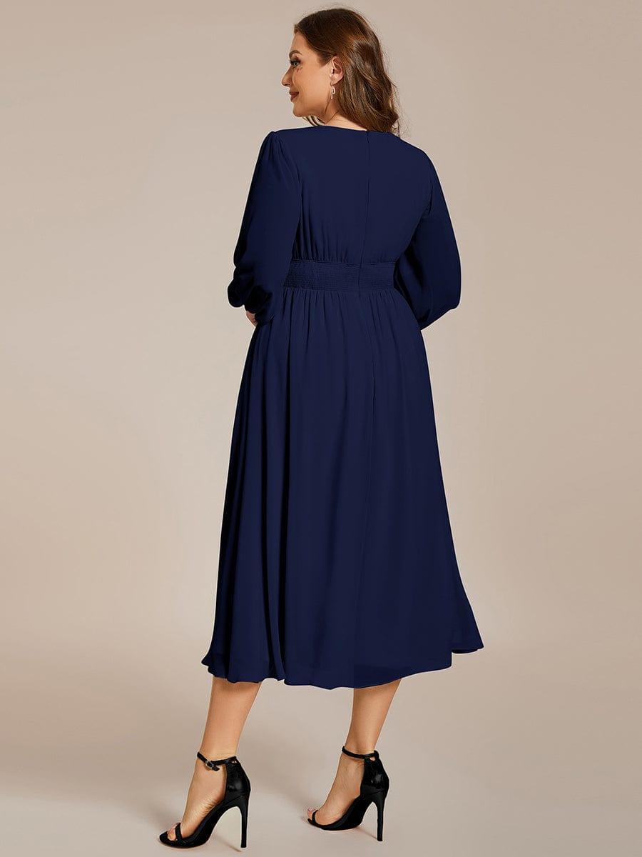 Radiant Plus Size A-Line Long Sleeves Chiffon Wedding Guest Dress
