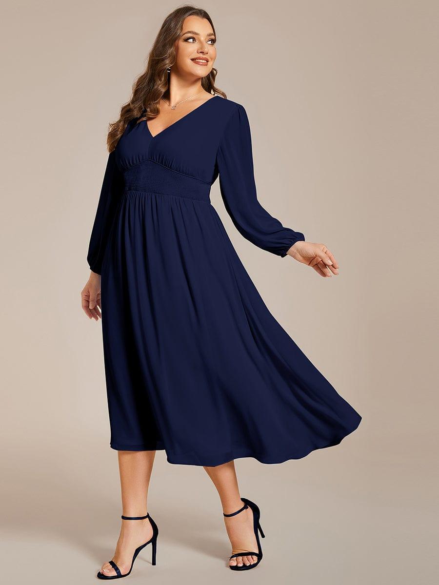 Radiant Plus Size A-Line Long Sleeves Chiffon Wedding Guest Dress