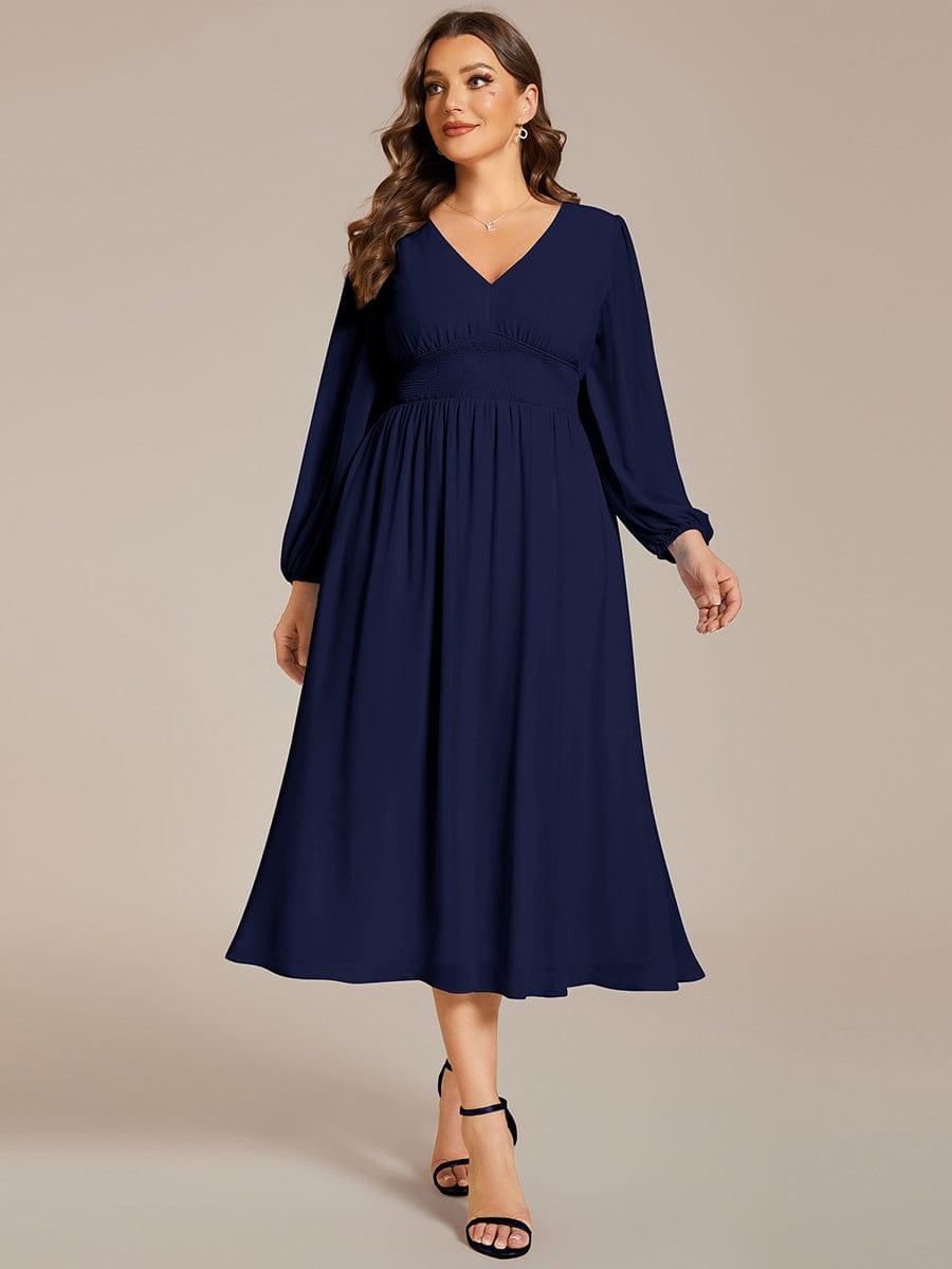 Radiant Plus Size A-Line Long Sleeves Chiffon Wedding Guest Dress