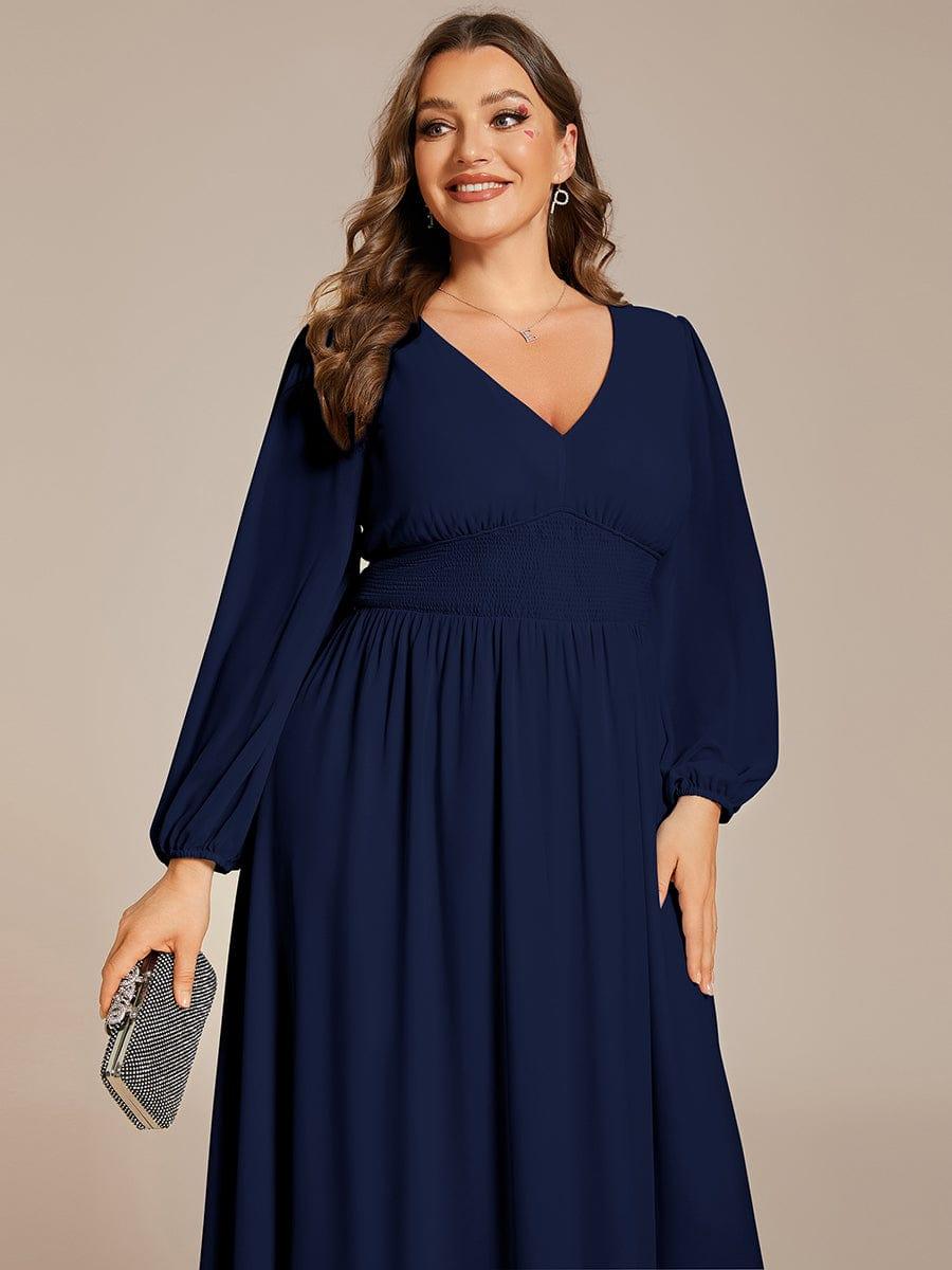 Radiant Plus Size A-Line Long Sleeves Chiffon Wedding Guest Dress