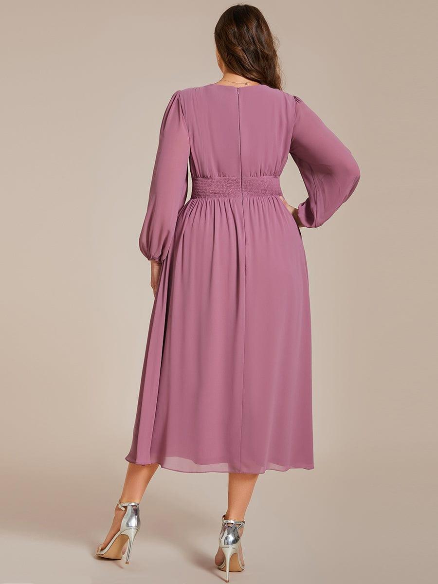 Radiant Plus Size A-Line Long Sleeves Chiffon Wedding Guest Dress