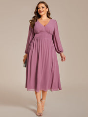 Radiant Plus Size A-Line Long Sleeves Chiffon Wedding Guest Dress