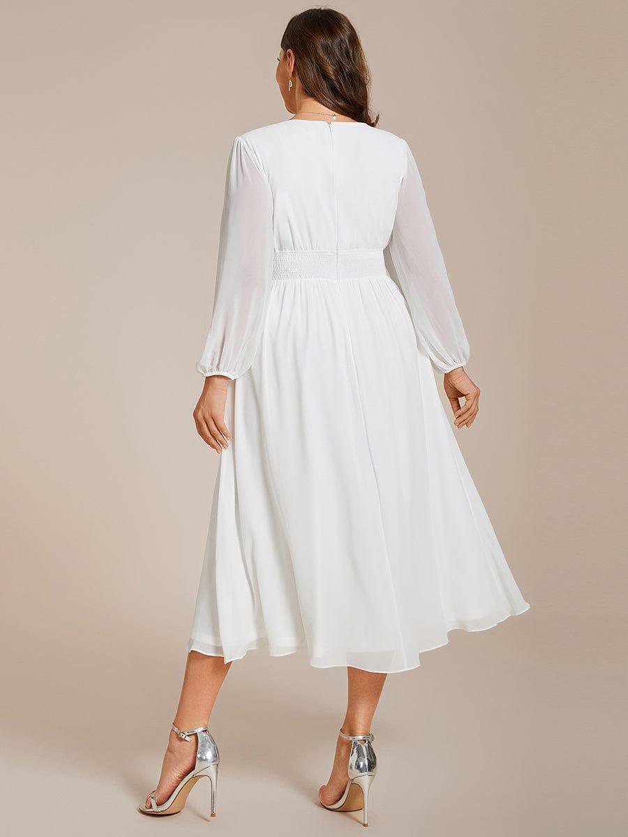 Radiant Plus Size A-Line Long Sleeves Chiffon Wedding Guest Dress