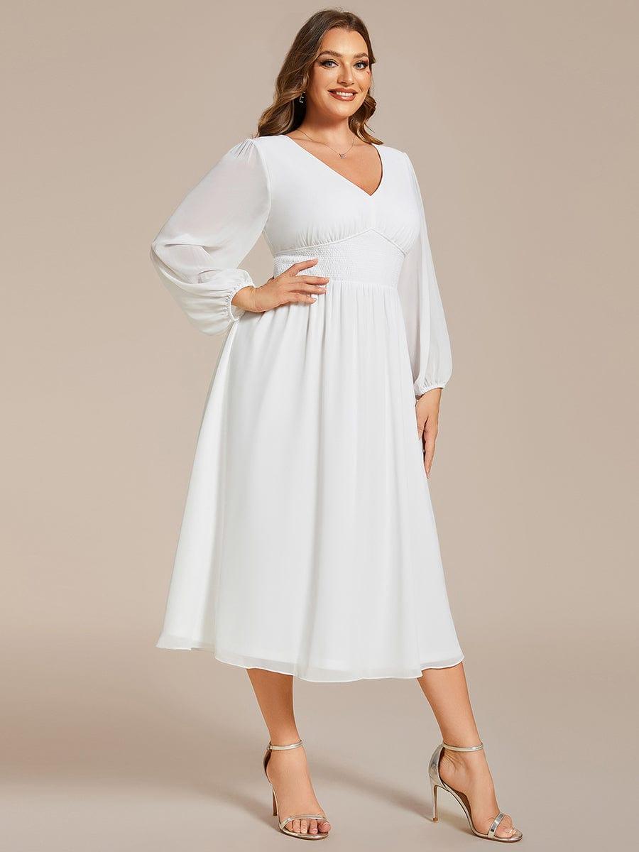 Radiant Plus Size A-Line Long Sleeves Chiffon Wedding Guest Dress