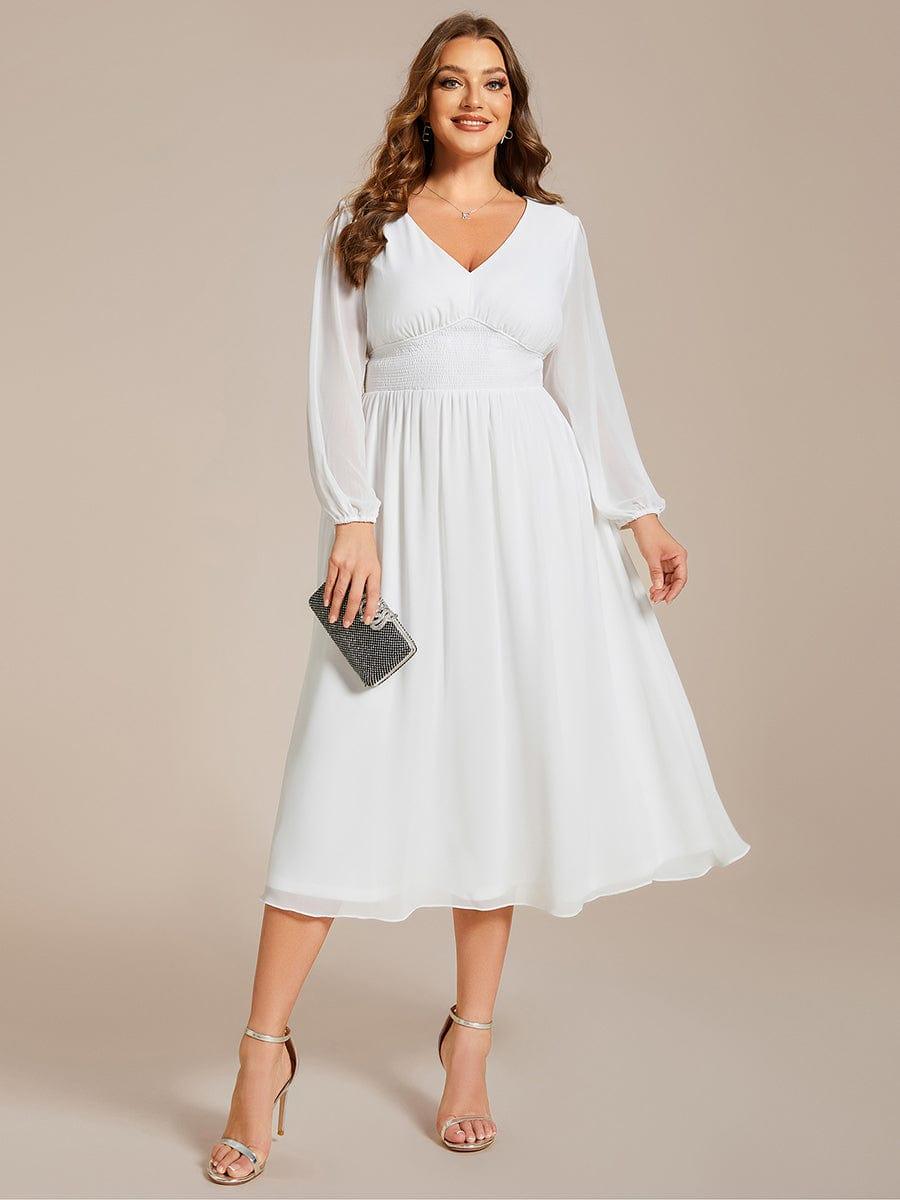 Radiant Plus Size A-Line Long Sleeves Chiffon Wedding Guest Dress