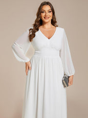Radiant Plus Size A-Line Long Sleeves Chiffon Wedding Guest Dress