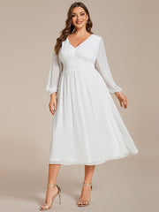 Radiant Plus Size A-Line Long Sleeves Chiffon Wedding Guest Dress