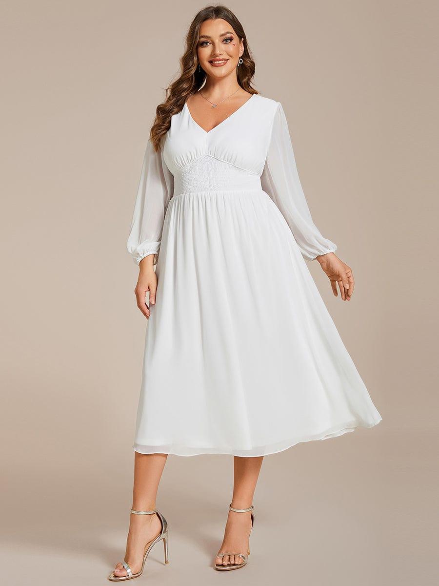 Radiant Plus Size A-Line Long Sleeves Chiffon Wedding Guest Dress