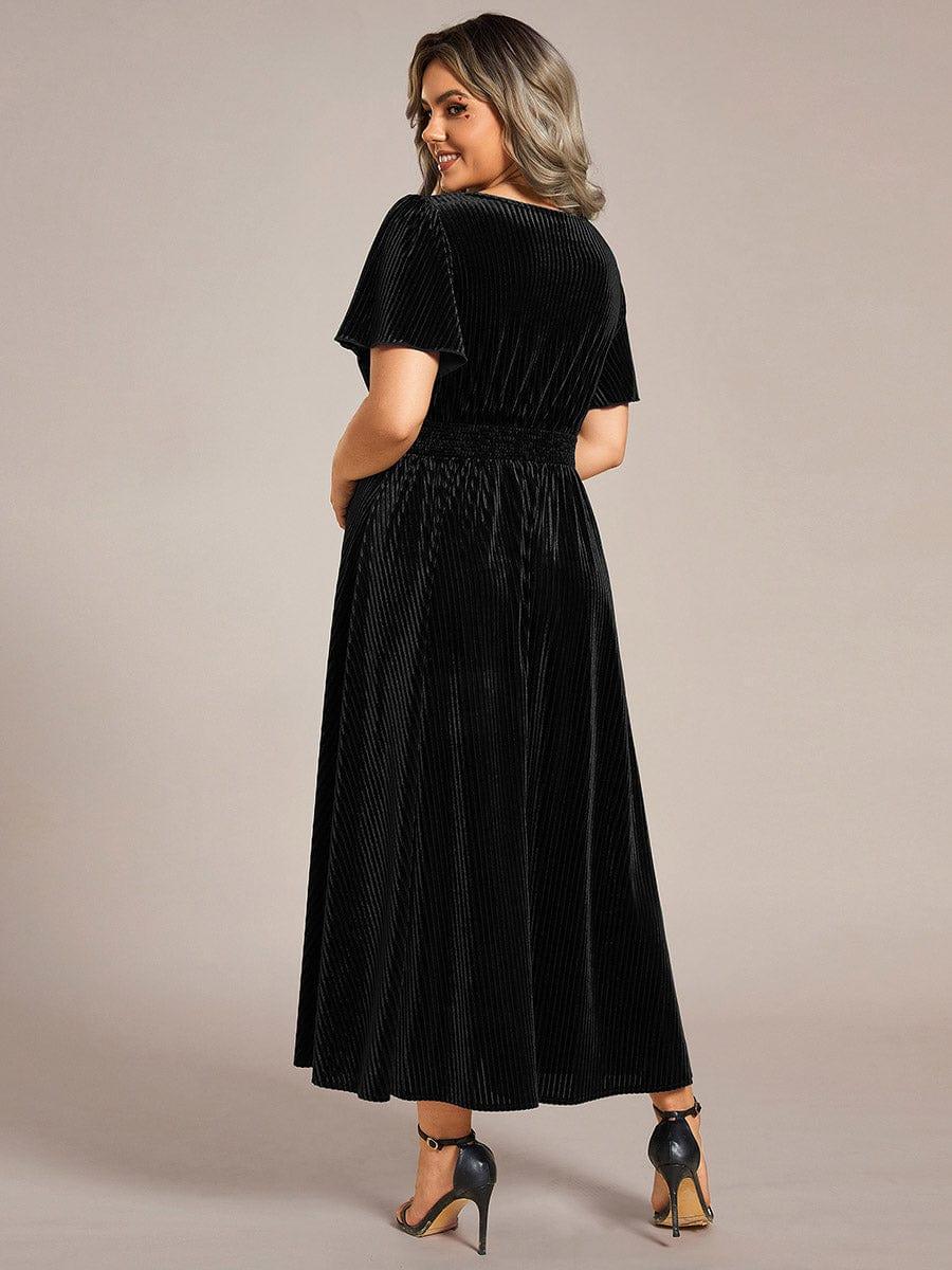 Sophisticated Plus Size A-Line Velvet Fall Wedding Guest Dress