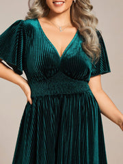 Sophisticated Plus Size A-Line Velvet Fall Wedding Guest Dress
