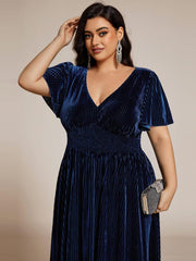 Sophisticated Plus Size A-Line Velvet Fall Wedding Guest Dress