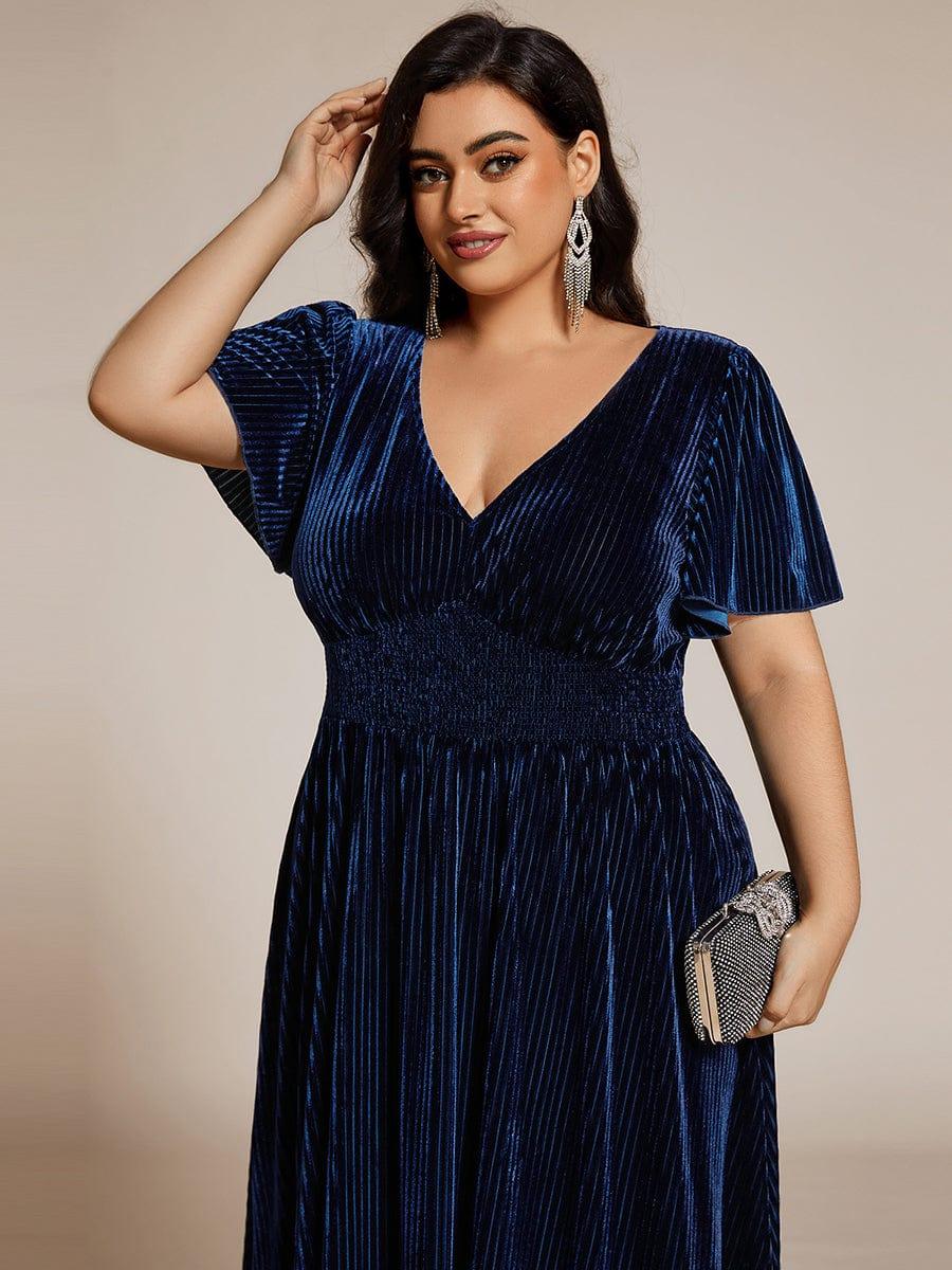 Sophisticated Plus Size A-Line Velvet Fall Wedding Guest Dress