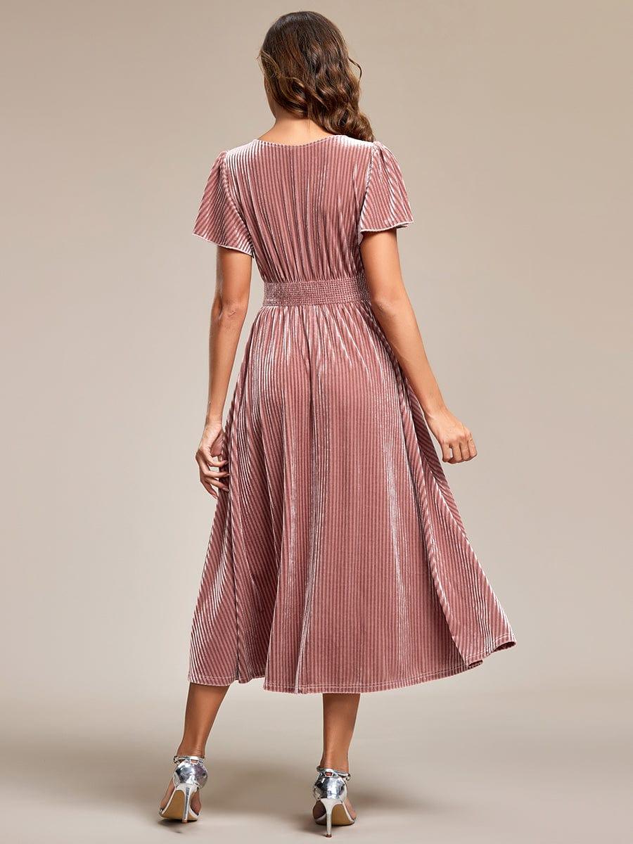 Alluring A-Line Tea-Length Velvet Bridesmaid Dress