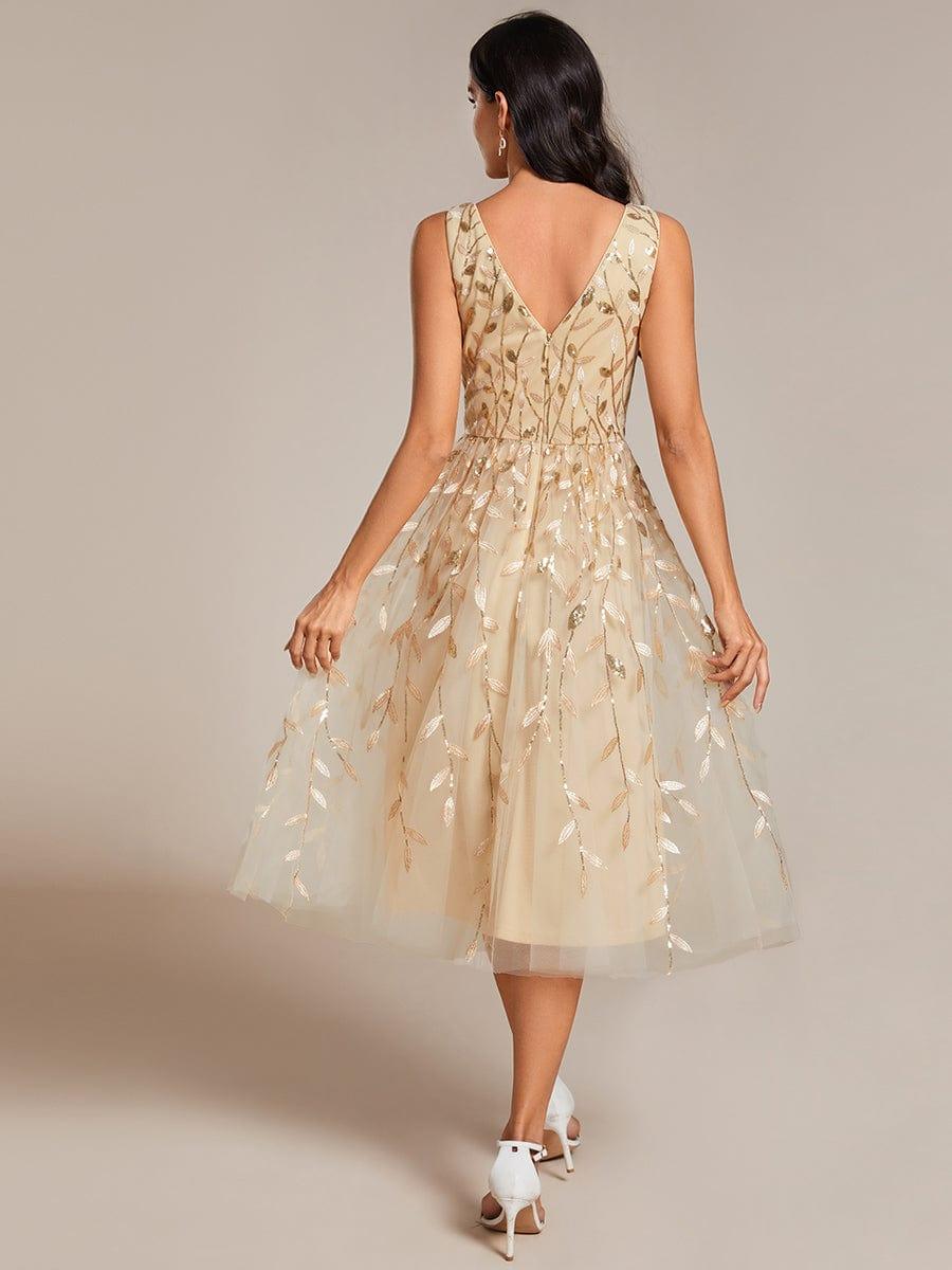 Romantic A-Line V-Neck Sleeveless Tulle Wedding Guest Dress