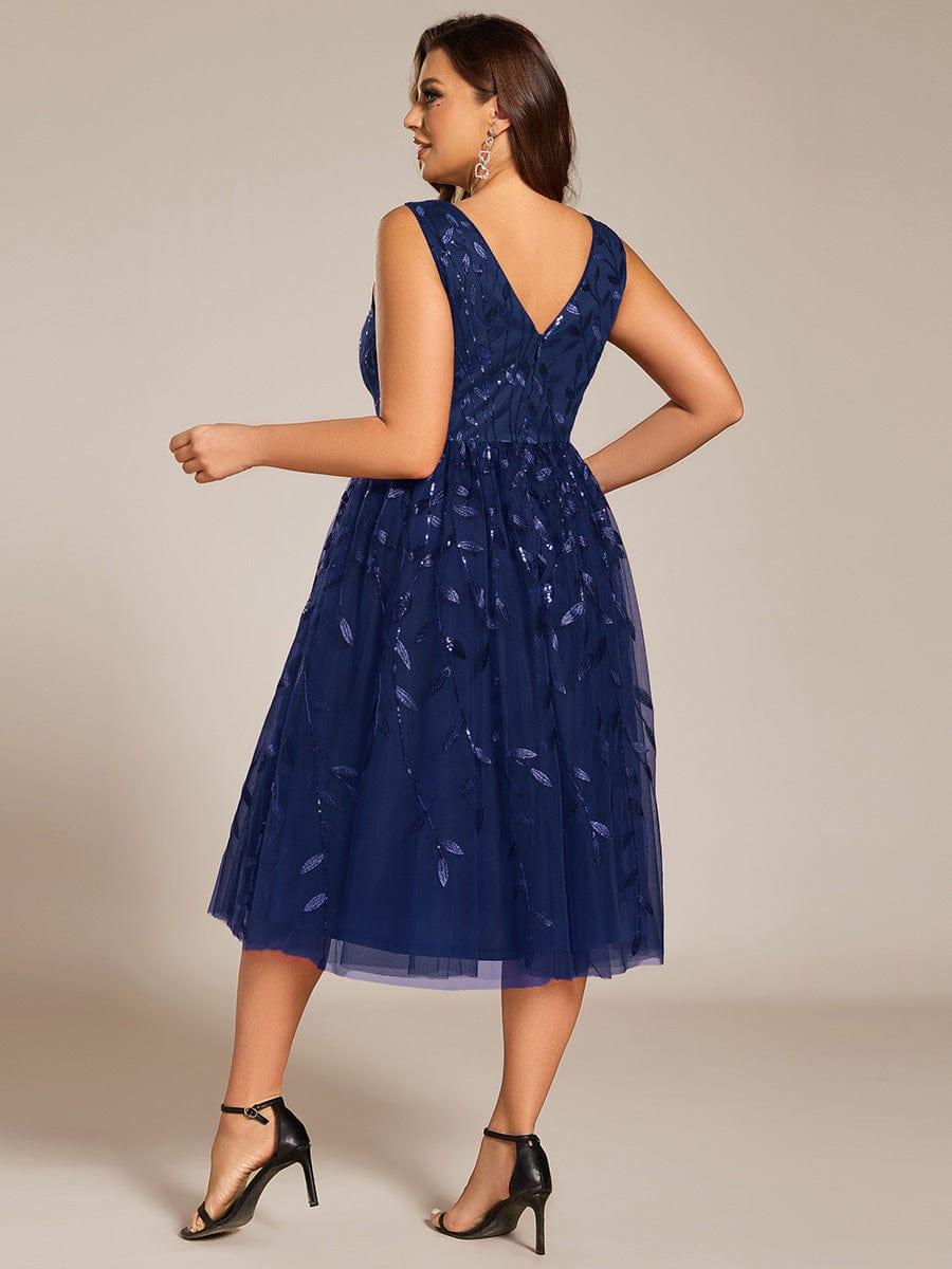 Romantic Plus Size Sleeveless V-Neck A-Line Wedding Guest Dress