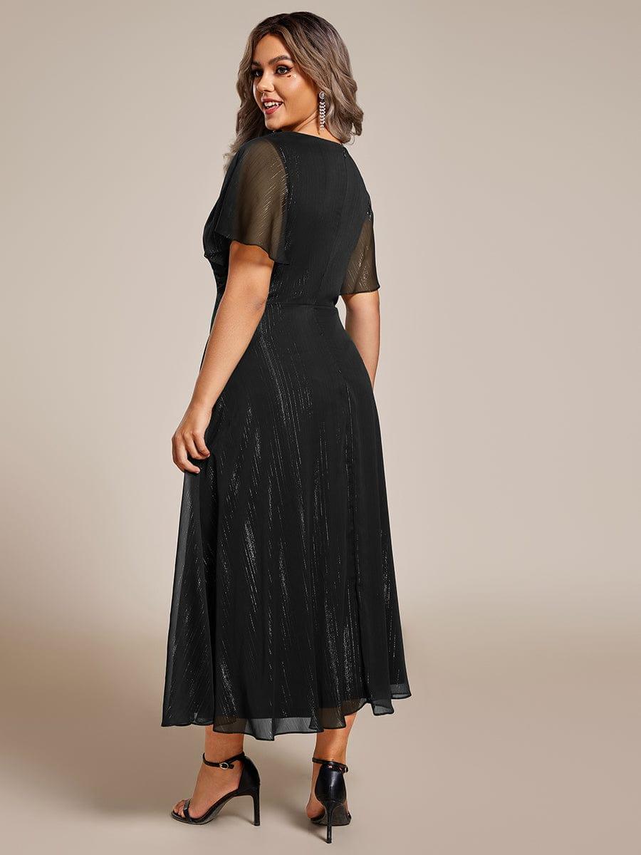 Lovely Plus Size A-Line V-Neck Wedding Guest Dress with Sleeves