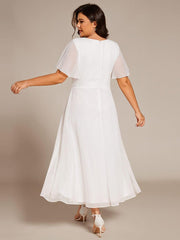 Lovely Plus Size A-Line V-Neck Wedding Guest Dress with Sleeves