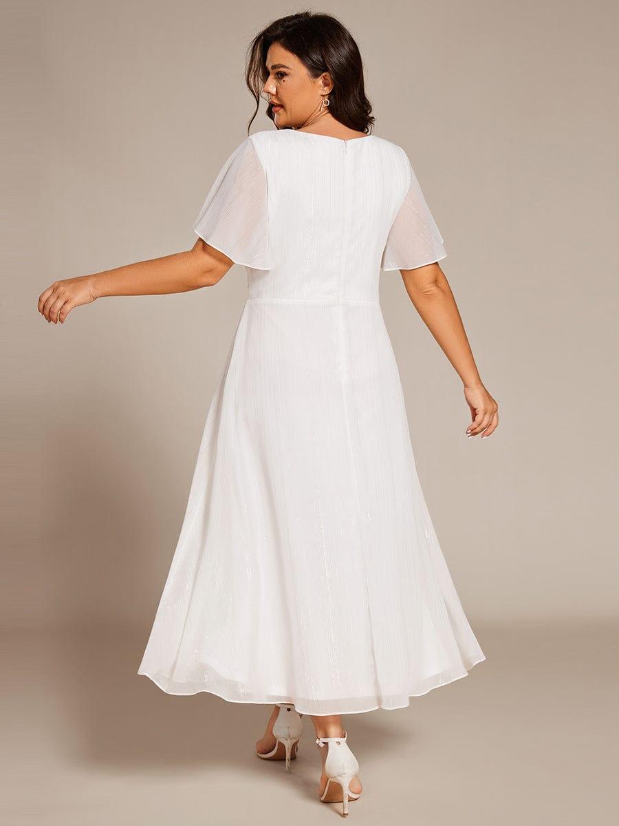Lovely Plus Size A-Line V-Neck Wedding Guest Dress with Sleeves