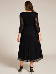 Fabulous Lace A-Line V-Neck Wedding Guest Dress with Long Sleeves