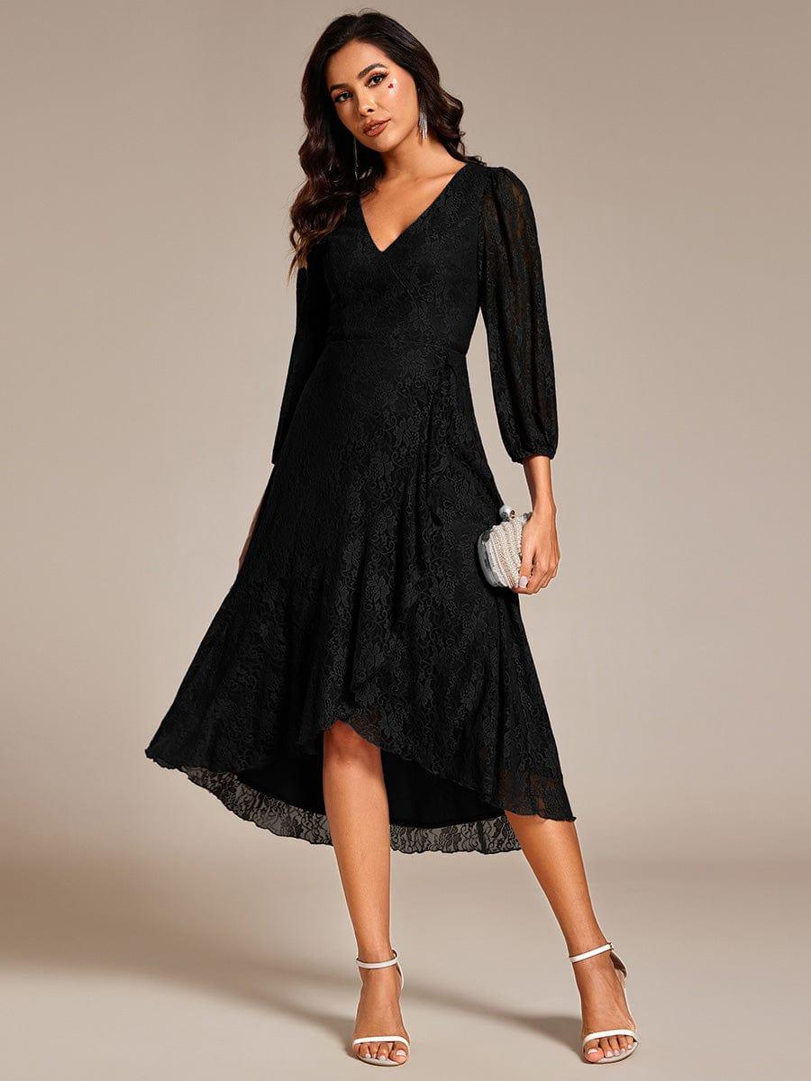 Fabulous Lace A-Line V-Neck Wedding Guest Dress with Long Sleeves
