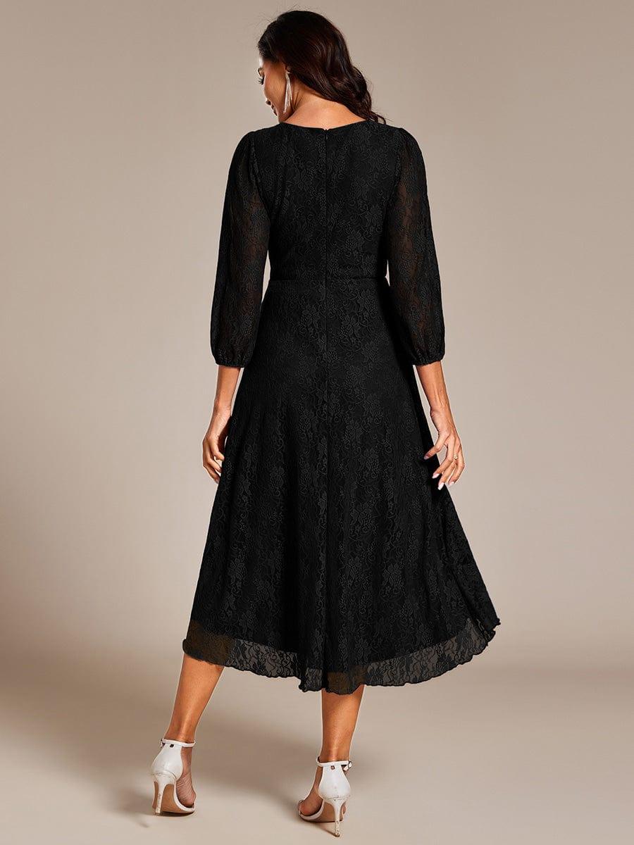 Fabulous Lace A-Line V-Neck Wedding Guest Dress with Long Sleeves