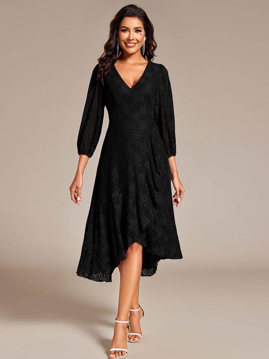 Fabulous Lace A-Line V-Neck Wedding Guest Dress with Long Sleeves