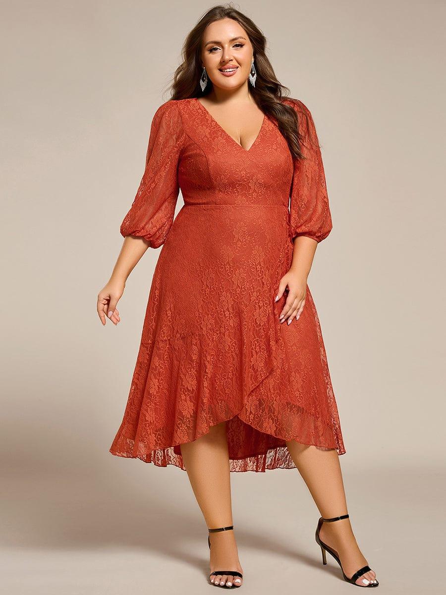 Fabulous Lace A-Line V-Neck Wedding Guest Dress with Long Sleeves