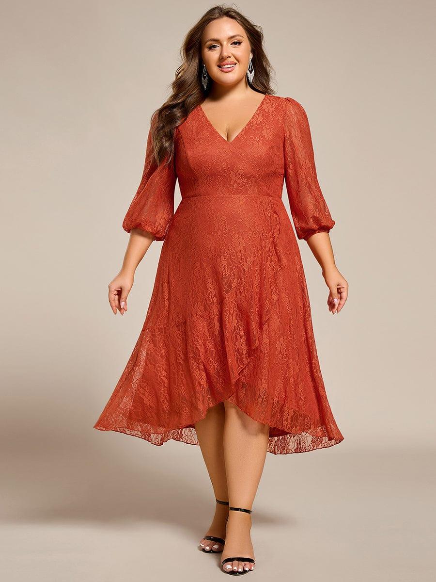 Fabulous Lace A-Line V-Neck Wedding Guest Dress with Long Sleeves