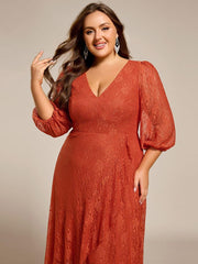 Fabulous Lace A-Line V-Neck Wedding Guest Dress with Long Sleeves